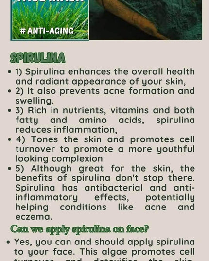 Spirulina Face Mask – Organic, Natural Face Pack for Acne, Glow & Detox - SK&S Farming
