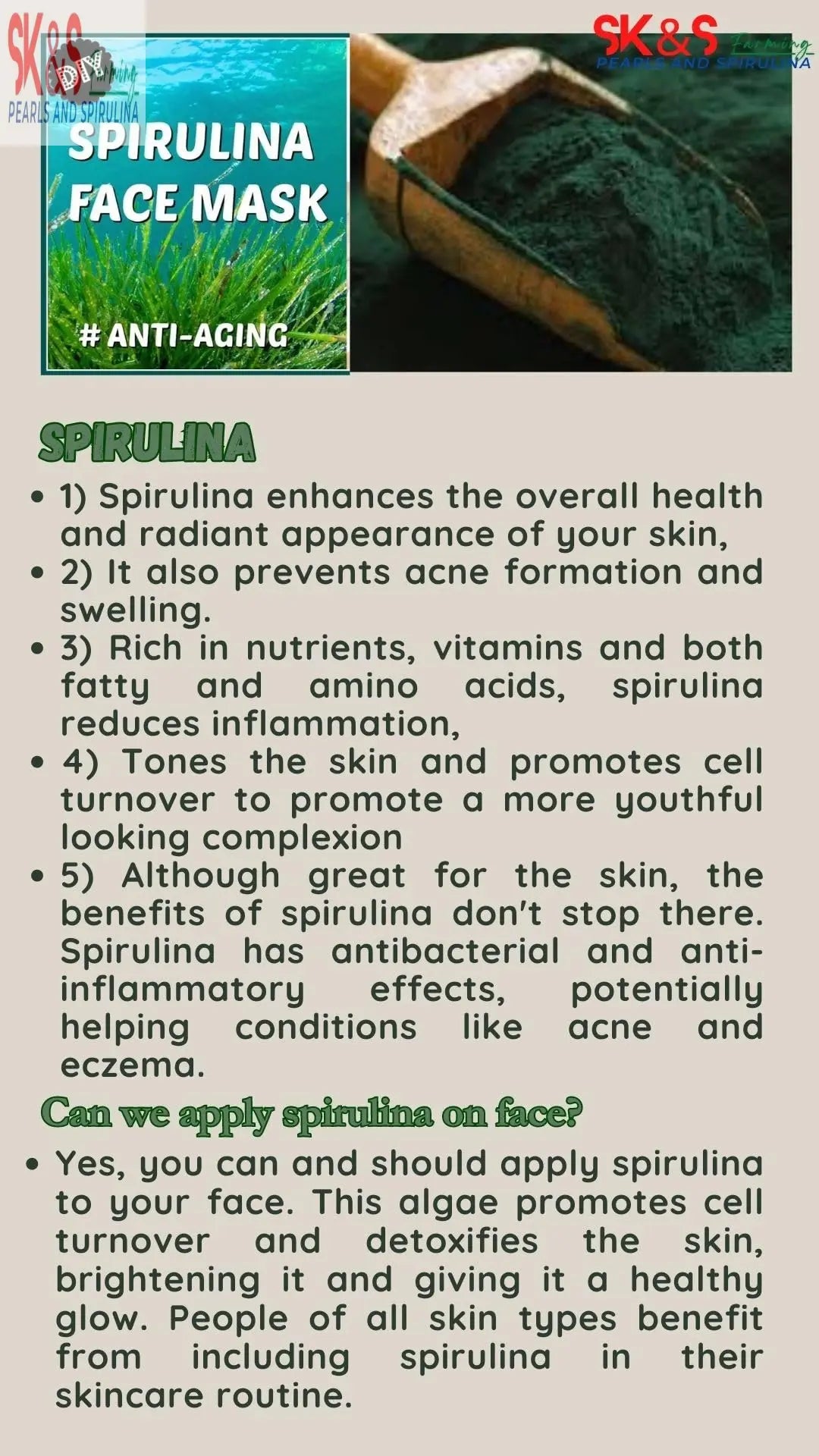 Benefits of Organic Spirulina Face Mask