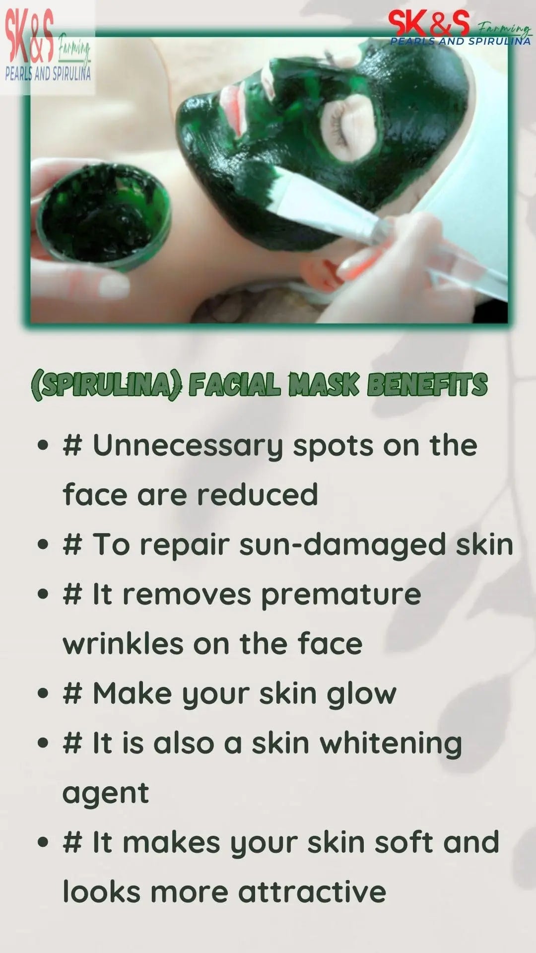 Woman applying Organic Spirulina Face Pack on her face