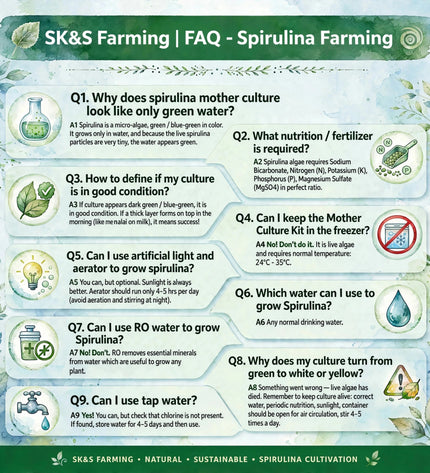 SK&S Farming's- FAQ of spirulina farming