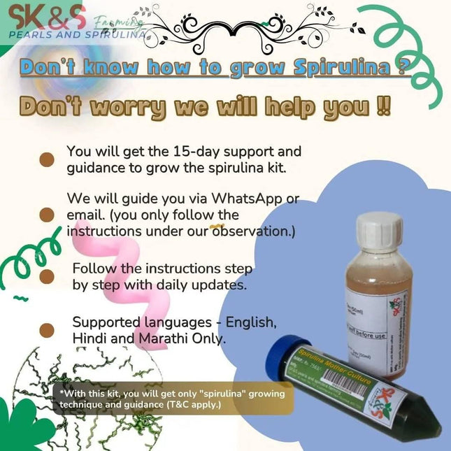 Spirulina Mother Culture Kit – Live Spirulina Algae Seeds for Farming (200ml, 15 Days Support) - SK&S Farming
